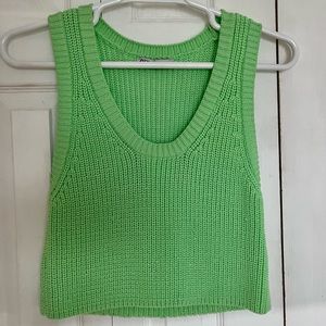 Lime knit tank, size M